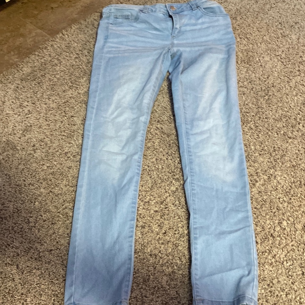 light blue jeans no rips